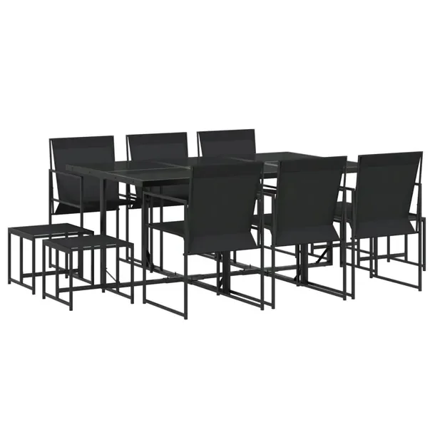 Zestaw mebli ogrodowych czarny, stół 165x107x72 cm, krzesła 50x55x84 cm