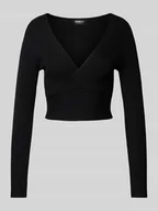 Bluzki damskie - Bluzka z długim rękawem o kroju slim fit z prążkowanej dzianiny model ‘HONOR’ - miniaturka - grafika 1