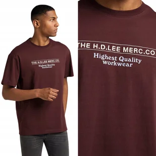 Lee SS WORKWEAR TEE Velvet Beet BARDZO LUŹNY BORDOWY T-SHIRT KOSZULKA XXL - Koszulki męskie - miniaturka - grafika 1