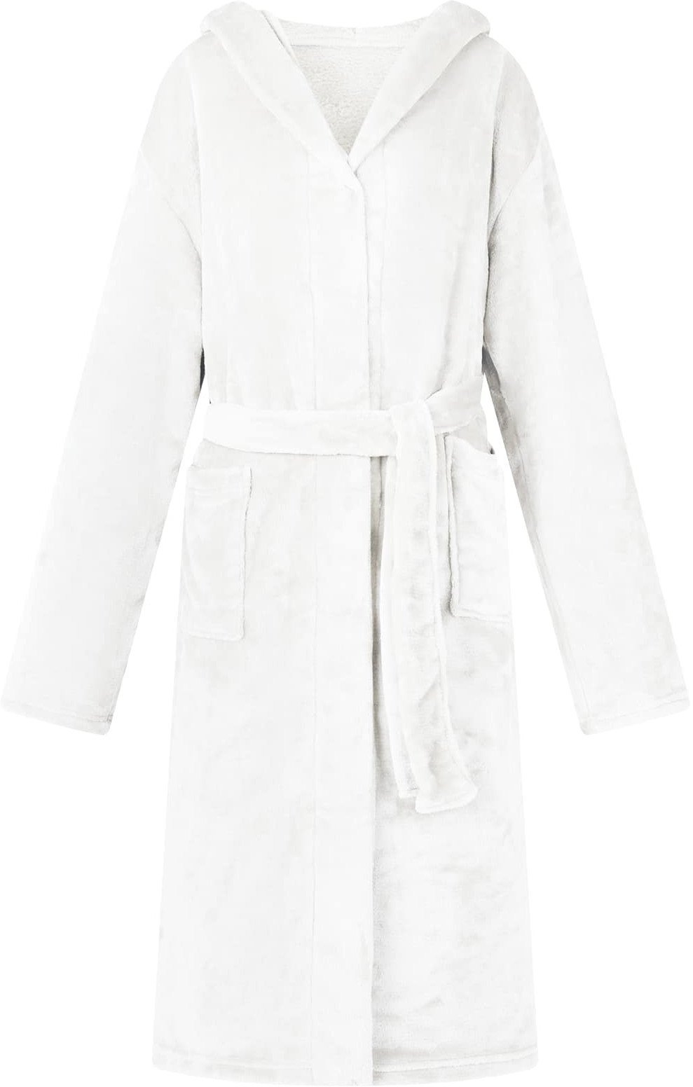 vidaXL Szlafrok z kapturem Biały s Flanela