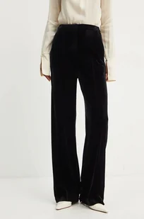 Patrizia Pepe spodnie welurowe kolor czarny dzwony high waist 2P1622 J230 - Spodnie damskie - miniaturka - grafika 1