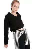 Bluzy damskie - Trendyol Damska bluza z dekoltem w serek, jednokolorowa, regularna, Czarny, XL - miniaturka - grafika 1