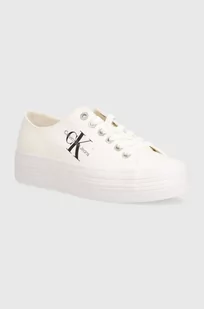 Calvin Klein Jeans tenisówki VULC FLATFORM ESSENTIAL MONO damskie kolor biały YW0YW01030 - Trampki damskie - miniaturka - grafika 1