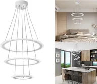 Lampy sufitowe - YARDIN Nowoczesne 128W zimne białe lampy wiszące LED żyrandol, prosta okrągła akrylowa lampa wisząca do salonu sypialni - miniaturka - grafika 1