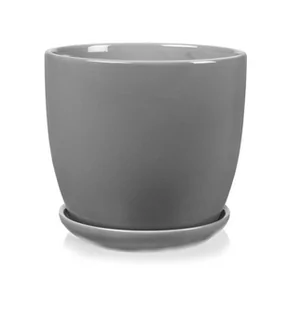 Okrągła Szara Doniczka Z Podstawkiem 17X16 Cm - Donice - miniaturka - grafika 1