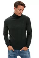 Koszulki męskie - DeFacto R1124AZ Męski sweter z dzianiny długi rękaw okrągły dekolt - slim fit sweter dla mężczyzn topy (zielony, XS), zielony, XS - miniaturka - grafika 1