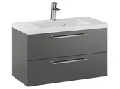 Szafki łazienkowe - Szafka Wisząca Z Umywalką RON 80 cm - Titan Mat - Uchwyty Chromowane - miniaturka - grafika 1