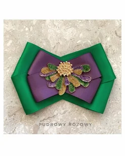 Brosza Fiolet z zieleniąkwiaty - Broszki - miniaturka - grafika 1