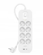 Listwy zasilające - Belkin SurgePlus 8xFR 1xUSB-A 1xUSB-C 900J 2M - miniaturka - grafika 1