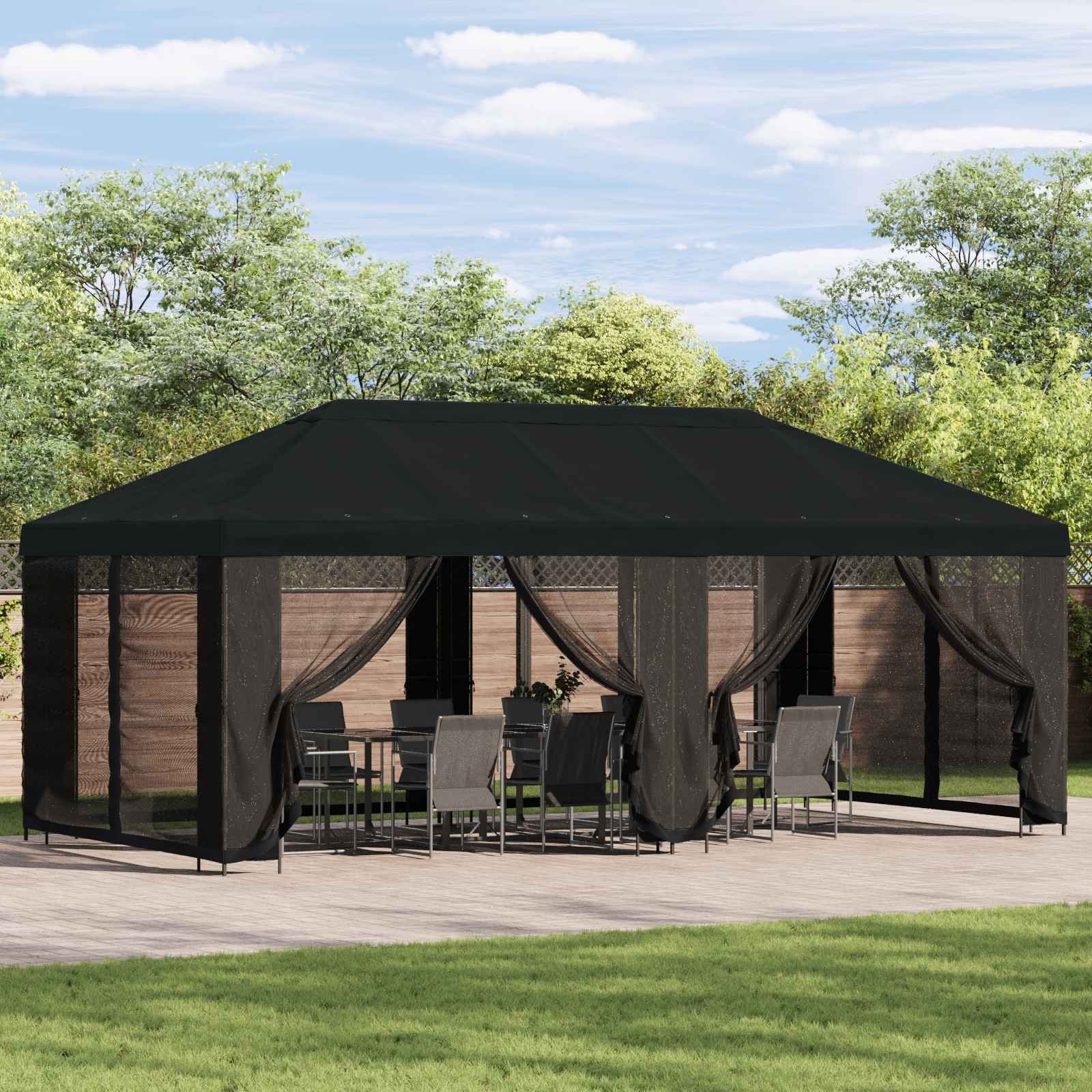 vidaXL Altana ogrodowa 6 x 3 m Czarny Poliester i Stal 190