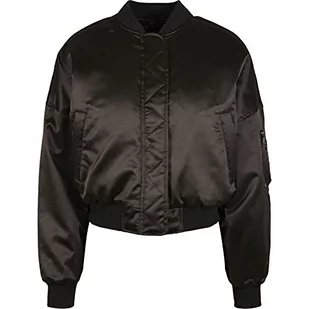 Urban Classics Damska kurtka bomberka, krótka błyszcząca satynowa kurtka, z kieszenią na ramię, krój oversize, rozmiar XS do 5XL, czarny, 5XL - Kurtki damskie - miniaturka - grafika 1
