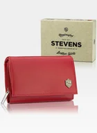 Portfele - Portfel Damski Skórzany STEVENS Czerwony z Zabezpieczeniem RFID Z03 - czerwony - miniaturka - grafika 1