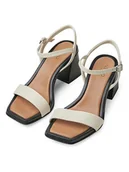 Sandały damskie - Tamaris Skórzane sandały w kolorze kremowym - miniaturka - grafika 1