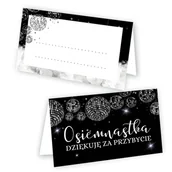 Kartki okolicznościowe i zaproszenia - Winietki na Stół na 18 Urodziny Czerń i Biel - 10 sztuk - miniaturka - grafika 1