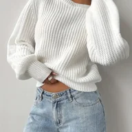 Swetry damskie - TEMU Elegancki beżowy sweter damski - Miękki sweter typu pulower na jesień/zimę, szykowny na co dzień i na specjalne okazje - Przytulny sweter do - miniaturka - grafika 1