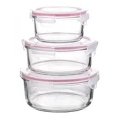 Pojemniki na przyprawy - Glasslock Pojemniki okrągłe różowe, 3 szt. (GL-642) - miniaturka - grafika 1