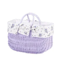Torby i wózki na zakupy - Kosz na Zakupy Lawendowa WIKLINOWA TORBA OBSZYTA TKANINĄ 42x20 H25/34 cm - miniaturka - grafika 1