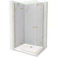 Kabiny prysznicowe - Mexen Roma Duo kabina prysznicowa uchylna 90x80 cm, transparent, złota + brodzik Flat - miniaturka - grafika 1