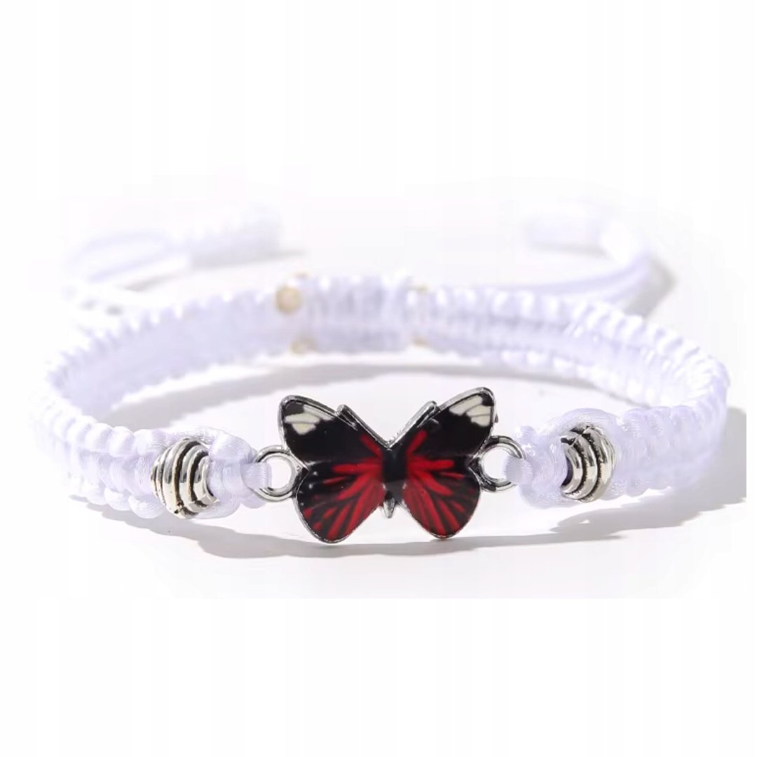 Bransoletka Regulowana Motyl Symbol Piękna i Delikatności na Sznurku