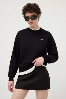 Bluzy damskie - Diesel bluza bawełniana damska kolor czarny z aplikacją - grafika 1