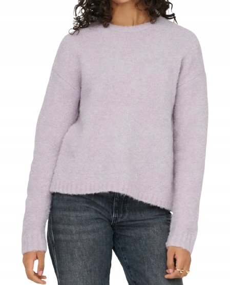 ONLY SWETER DAMSKI FIOLETOWY KLASYCZNY Z DŁUGIM RĘKAWEM S JQA