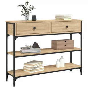 Stolik konsolowy, dąb sonoma, 100x25x75 cm Lumarko! - Konsole i sekretarzyki - miniaturka - grafika 4