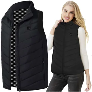 Kamizelka ogrzewana damska męska kurtka bezrękawnik USB pikowana podgrzewana elektryczna zimowa Unisex rozmiar XL czarna - Części i akcesoria do laptopów - miniaturka - grafika 15