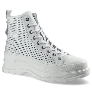 Białe Botki Carinii Damskie Stylowe Obuwie - Botki damskie - miniaturka - grafika 1