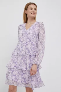 Sukienki - Vila sukienka kolor fioletowy mini rozkloszowana - grafika 1