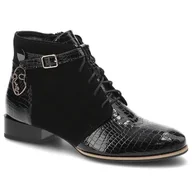 Botki damskie - Czarne Botki Maciejka Wygodne Skórzane Buty - miniaturka - grafika 1