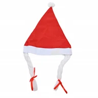 Stroje karnawałowe - CZAPKA Z WARKOCZAMI ŚNIEŻYNKA MIKOŁAJ STRÓJ CZERWONY KOSTIUM ŚWIĄTECZNY - miniaturka - grafika 1