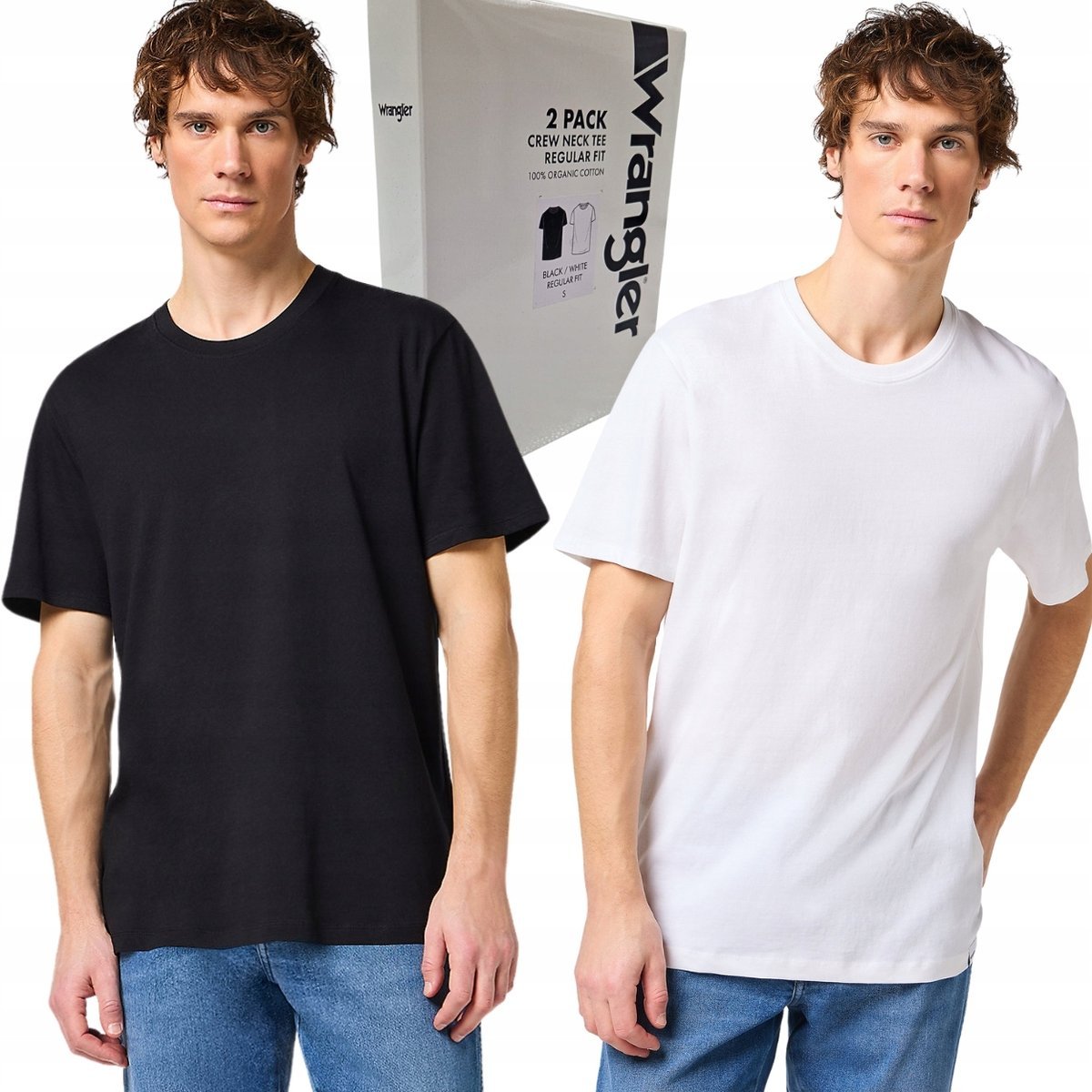 Wrangler 2 PACK White/Black DWUPAK T-SHIRT 2 BAWEŁNIANE KOSZULKI PUDEŁKO M