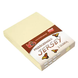 Prześcieradło jersey z gumką KARO 160x200 cm, kremowe 003 grube 150g/m2 - Prześcieradła - miniaturka - grafika 1