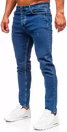 Spodnie męskie - Granatowe spodnie jeansowe męskie regular fit Denley 6052 - miniaturka - grafika 1