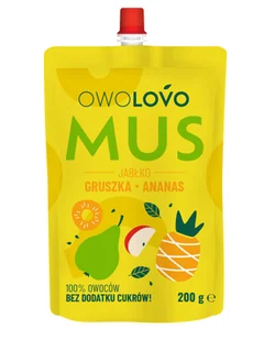 MUS JABŁKO-GRUSZKA-ANANAS 200G OWOLOVO - Koncentraty warzywne, przeciery - miniaturka - grafika 1