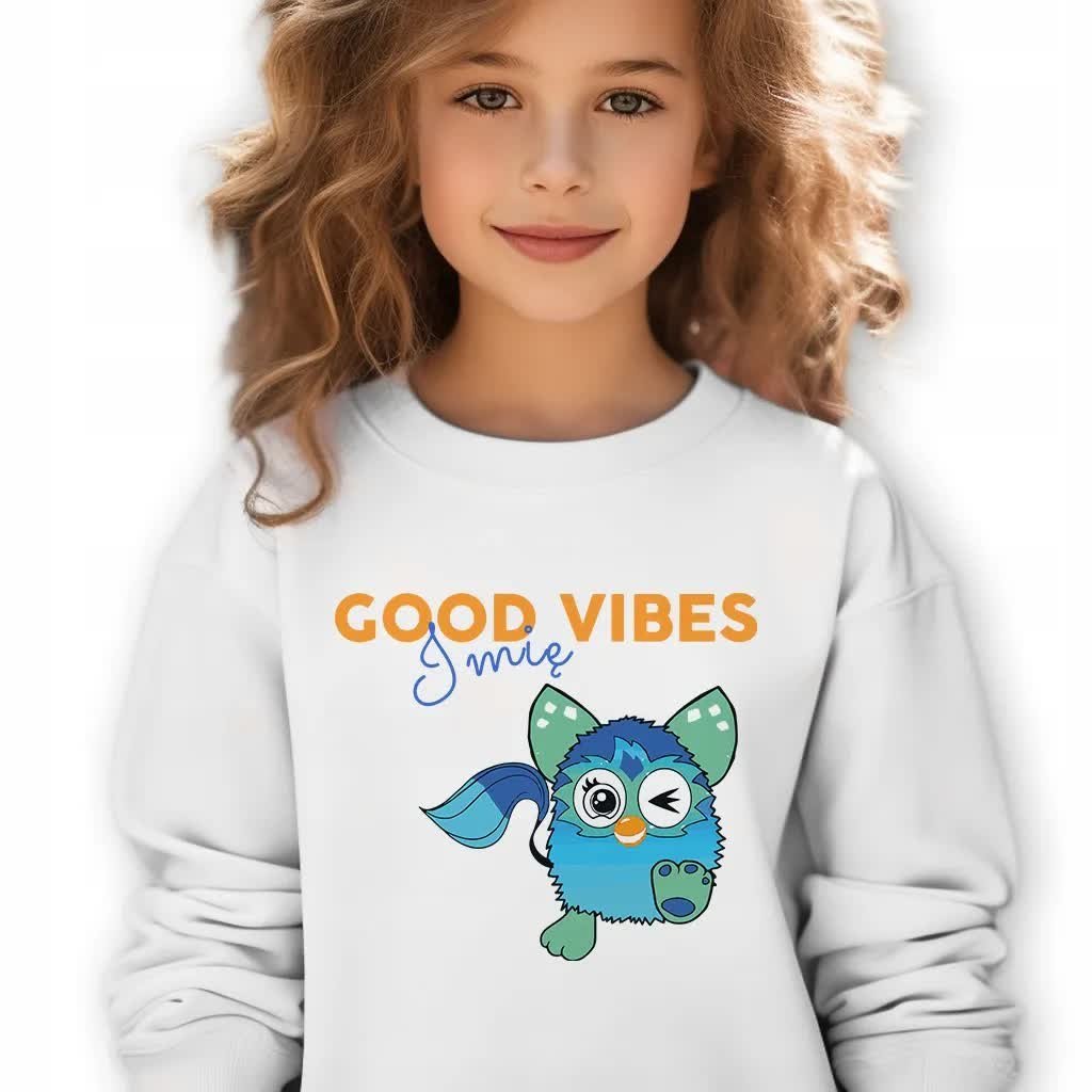 Bluza Dziecięca Biała Furby Good Vibe *Twoje Imię* Rozmiar 140 Cm (9-11) Wz