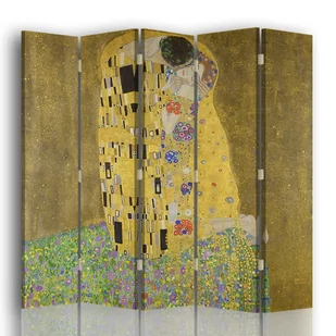 Parawan The Kiss - Klimt 180x170 (5 Panele) - Parawany - miniaturka - grafika 1