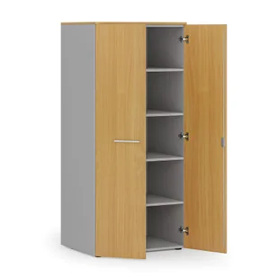 Szafa biurowa z drzwiami PRIMO GRAY, 1781 x 800 x 600 mm, szary/buk - Szafy biurowe - miniaturka - grafika 1