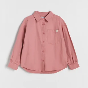 Reserved - Bawełniana koszula z naszywką - brudny róż - Bluzki dla dziewczynek - miniaturka - grafika 1