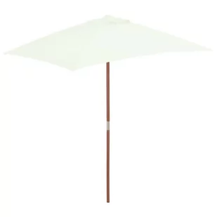 vidaXL Parasol ogrodowy na drewnianym słupku, 150 x 200 cm, piaskowy - Parasole ogrodowe - miniaturka - grafika 1
