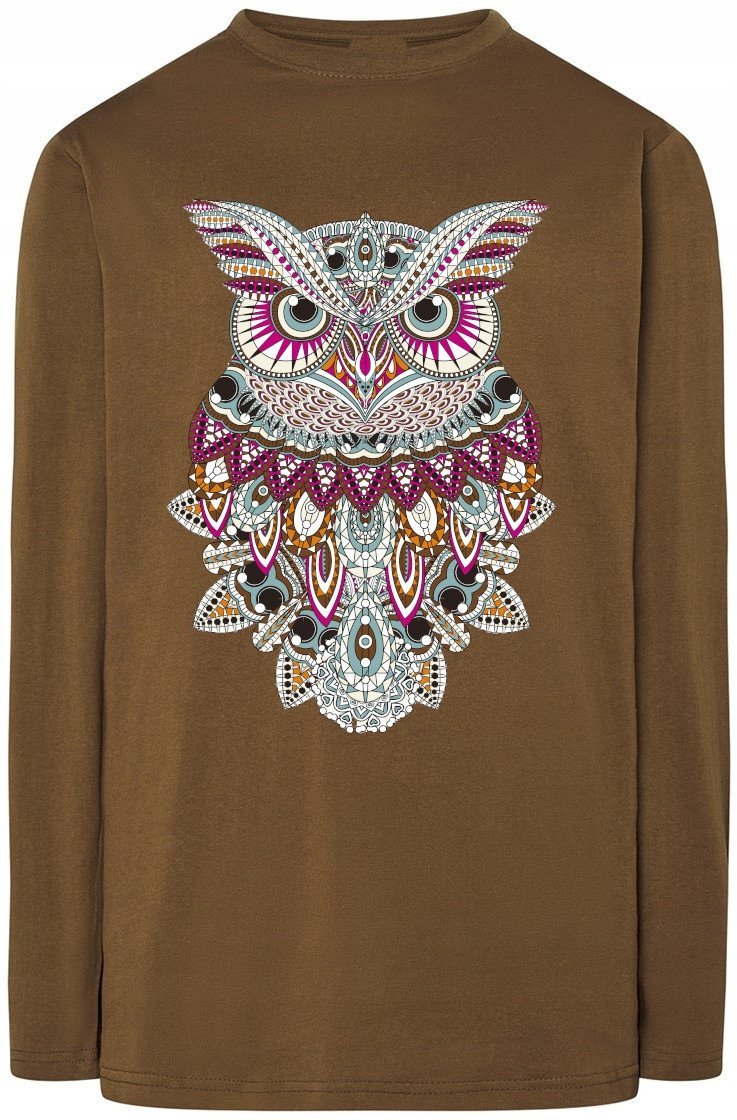 Longsleeve Męski Modna Sowa Kolor Nadruk Rozm.L