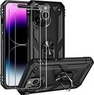 Etui i futerały do telefonów - zestaw ochronny 2 w 1 dla Apple iPhone 13 składa się z 2x szklanej osłony ekranu 9H i 1x silikonowego etui w kolorze czarnym - miniaturka - grafika 1