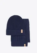 Czapki damskie - Zestaw zimowy unisex: czapka i szalik granatowy - miniaturka - grafika 1