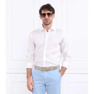 BOSS BLACK Lniana koszula H-HANK-kent-C1-214 Slim Fit - Koszule męskie - miniaturka - grafika 1
