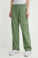 Spodnie damskie - Billabong spodnie bawełniane kolor zielony szerokie high waist ABJNP00419 - miniaturka - grafika 1