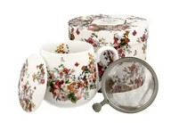 Kubki - Kubek baryłka z zaparzaczem VINTAGE FLOWERS WHITE - miniaturka - grafika 1