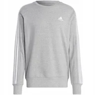 Bluzy męskie - Bluza męska adidas Essentials French Terry 3-Stripes szara IC9319 2XL - miniaturka - grafika 1