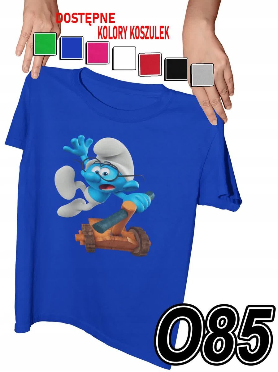 Koszulka Dziecięca Z Nadrukiem Smerfy Ważniak Różne - L 146-152