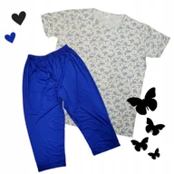 Piżamy damskie - PIŻAMA DAMSKA 5XL PLUS SIZE bawełna kwiaty rybaczki duży rozmiar komplet - miniaturka - grafika 1