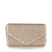 Torebki damskie - Wizytowa kopertówka z cyrkoniami - MENBUR 85788 STARE ZŁOTO - miniaturka - grafika 1